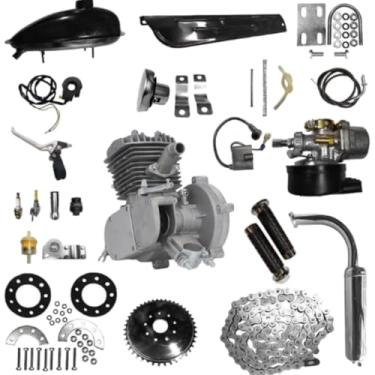 Imagem de Kit Motor para Bicicleta Motorizada 80cc, 2 Tempos, Completo com Corrente e Acessórios (Prata)