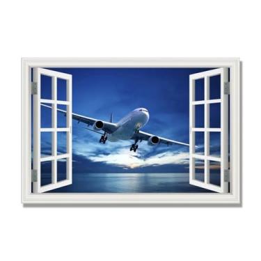 Imagem de Arte de parede em tela de janela aberta, impressão natural em tela, "Avião no céu 48.3 cm, decoração de parede de paisagem de janela, decoração de casa moderna. 80x120cm-31x47in sem moldura