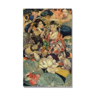 Imagem de Arte de parede impressionista. "A flor de lótus", famosas impressões em tela, pinturas famosas arte de parede para sala de estar. 40 x 65 cm-15,7 x 25,6 pol. sem moldura