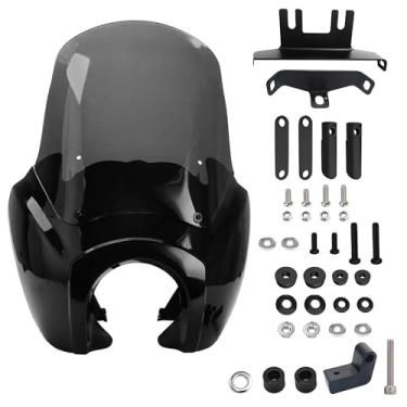 Imagem de FATECIM Carenagem De Farol 5,75" Com Para-Brisa Fumê 15" E Kit Montagem Para Harley Softail Street Bob Fxbb 2018-2020, Fxbbs 2021-2024, Standard Fxst 2020-2022, Low Rider Fxlr 2018-2020