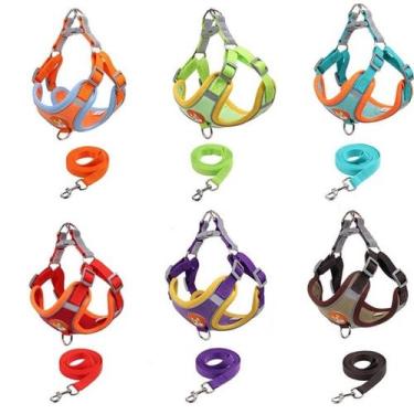 Imagem de Coleira Peitoral coleira para cachorro com guia para pet pequenos e mé