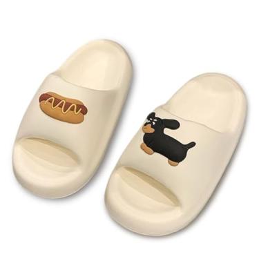 Imagem de V OPXIN Chinelos de travesseiro Dachshund para mulheres e homens, sola grossa macia verão bonito chinelos de cachorro, antiderrapante, secagem rápida, banheiro, chuveiro, spa, piscina, academia, casa