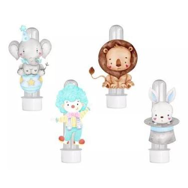 Imagem de 20 Tubetes 3d Personalizado Lembrancinha Circo Azul Aquarela - Barbara