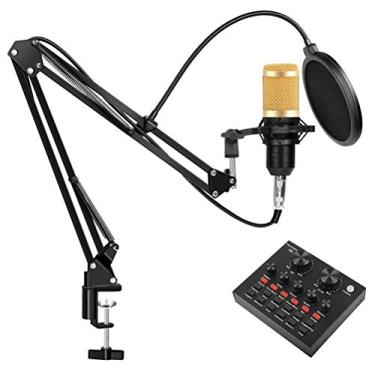 Imagem de AKALNNB Kit de microfone condensador de estúdio profissional BM 800 para gravação vocal, microfone de karaokê com suporte para placa de som para PC, computador