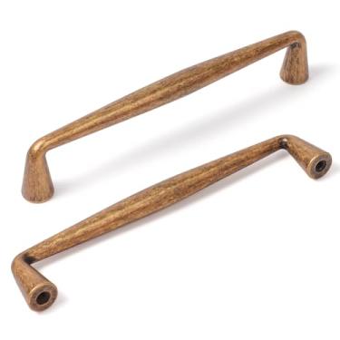 Imagem de GRANTENOV Pacote com 10 puxadores de armário de latão antigo com orifício central de 12,7 cm, puxador de armário retrô vintage, ferragens de cozinha para porta de cozinha, gaveta, quarto, móveis de