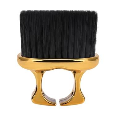 Imagem de harayaa Brush de pó de espina de espacada Projeto de barba masculina Design de anel de anel Fácil transportar pincéis de barbeiro macio para barbearia para, Ouro