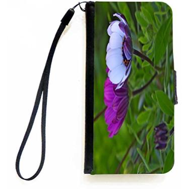 Imagem de Rikki Knight Capa carteira flip roxa com flores de crocodilo branco com aba magnética para Apple iPhone 5c