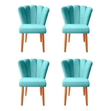 Imagem de Kit 4 Cadeiras De Jantar Estofadas Reforçada Decorativa Pétala Suede A