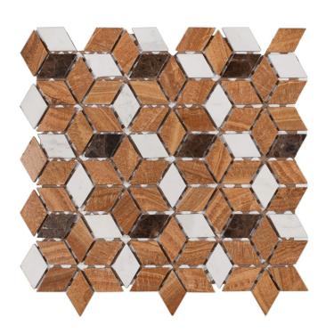 Imagem de Pastilha Mesclada De Mármore 34cm X 34cm Glass Mosaic (placas) Wood Yellow/marrom Imperador/ajax