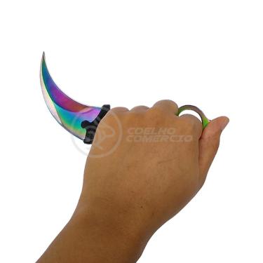 Imagem de Knife Rainbow Karambit Com Fio Manobras Arco Iris Inox