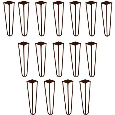 Imagem de Kit 16 Pés De Metal 30 Cm Mesa De Canto Rack E Puffs Bronze