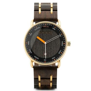 Imagem de Relógio De Pulso Madeira Masculino Bobo Bird Gt059 À Prova D'Água Ouro Sim