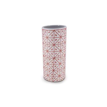 Imagem de Vaso Cerâmica Branco com Vermelho Triângulos