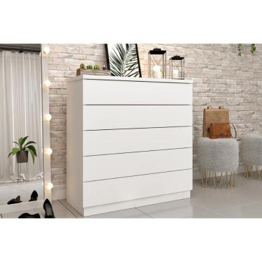 Imagem de Cômoda Solteiro Premium C/ 5 Gavetas Neve - Tcil Móveis