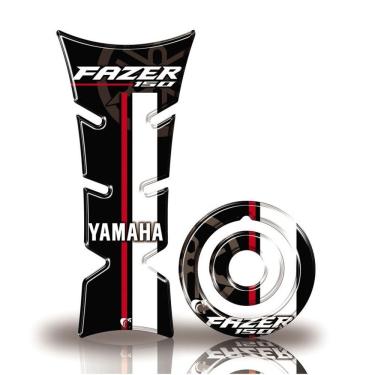 Imagem de Kit Protetor De Tanque E Bocal Moto Yamaha Fazer Vermelho Branco Preto