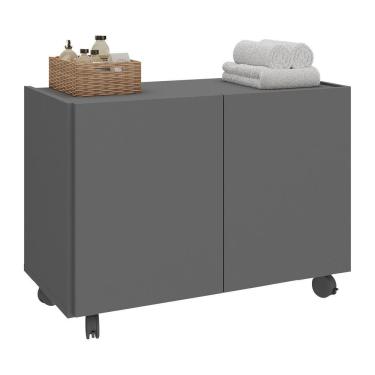 Imagem de Gabinete Armário De Banheiro 62,5cm Com Rodízios 2 Portas Multimóveis Mp5043 Grafite Grafite