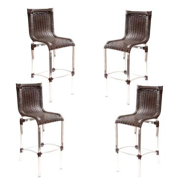 Imagem de 4 Banquetas Alta Haiti Em Alumínio Para Cozinha Bar Edícula Preto