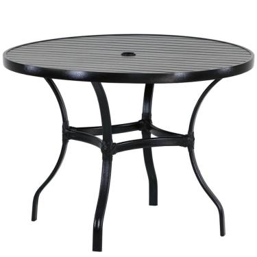 Imagem de Mesa Roma Tampo Ripado 1,00m Alumínio Varanda Edícula Piscin Preto