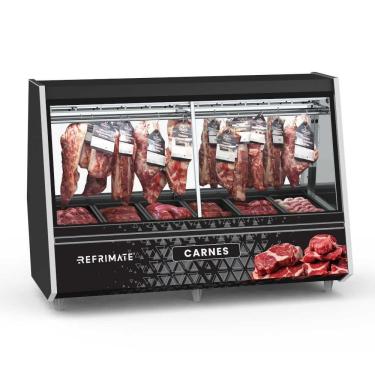 Imagem de Expositor Açougue Atlantis 2,00 Metros Preto Com Adesivo Gancheira Eaag2000 220v - Refrimate