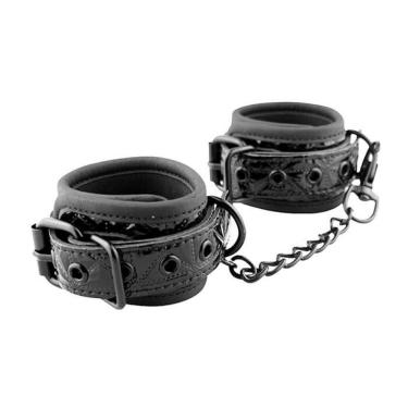 Imagem de Algemas De Punho Em Couro E Vinyl Hand Cuffs Pyramid Pattern Preto