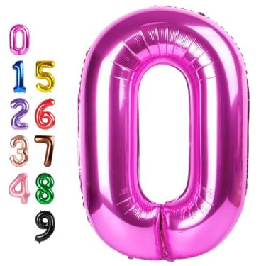 Imagem de 0 Balloon Numbers 40 Inch Big Zero Hot Pink Balloon Numbers for Birthday Decoration, Baloon for 10 20 30 40 100 2026 Graduation Decor Wedding Anniversaries Party
