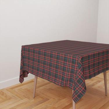 Imagem de Toalha De Mesa Quadrada 4 Lugares Tecido Oxford Xadrez Preto e Vermelh