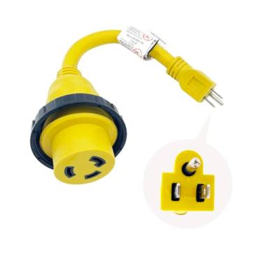 Imagem de TREXFLOW TF Adaptador De Cabo Alimentação Costa 125 V 15 A Macho 5-15P Para Nema L5-30R Fêmea 30 Uso Marítimo/Rv/Doméstico Com Anel Travamento Cm Comprimento