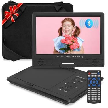 Imagem de HOPYOP Leitor De Dvd Portátil 12,5" Com Bluetooth, Reprodutor Vídeo Para Encosto Cabeça Carro, Tela Giratória 10,1", Bateria Recarregável 5 Horas, Crianças, Suporta Sd/Usb/Sincronização Tv, Regiões