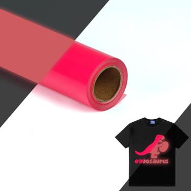 Imagem de HTVVETUR Rolo De Vinil Transferível Htv Que Brilha No Escuro, 30 Cm X 3 Metros, Para Passar A Ferro, Faça Você Mesmo, Camiseta, Elástico Pu (Rosa Neon Metros)