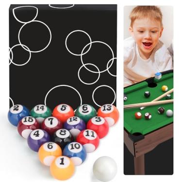 Imagem de Conjunto de mini bolas de bilhar de 0,98 polegadas, 16 peças de bolas de sinuca para mesa infantil, acessórios de brinquedo divertidos para uso interno/externo para meninos, meninas, adultos