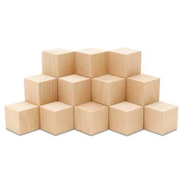 Imagem de Woodpeckers Blocos De Madeira Diy, Cubos 2 Polegadas, Pacote Com 12 Para Chá Bebê, Construção, Artesanato, Stem By