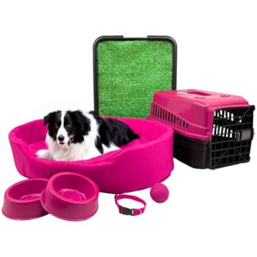 Imagem de Kit Cama Europa Pet Grande com Sanitário Grama e Transporte (Rosa)