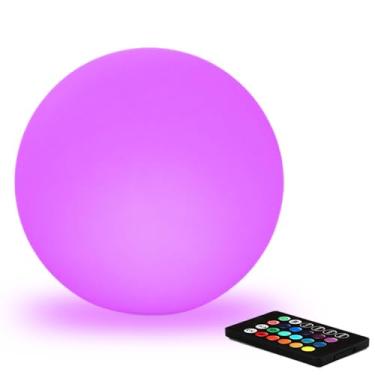Imagem de KEROVI Lâmpada Globo Led De 10 Pol. Com Controle Remoto, 16 Cores Rgb, 4 Modos E 8 Níveis Brilho Reguláveis, Esférica Recarregável, À Prova D'Água, Para Áreas Externas, Decoração Casa/Quintal/Gramad