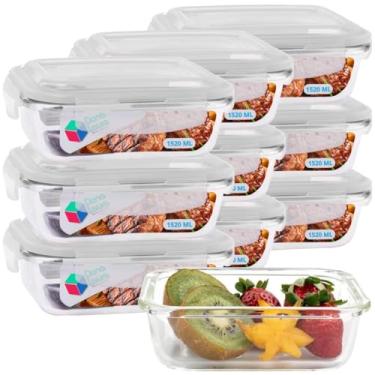 Imagem de Pote de Vidro Hermético 1520ml com Tampa 10 Unidades Livre de BPA Refeições Marmitas e Armazenamento