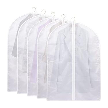 Imagem de WWW Sacos Para Pendurar Roupas, 5 Peças De Transparentes, Capa Plástico À Prova Poeira Armazenamento Com Zíper, Armário Grande