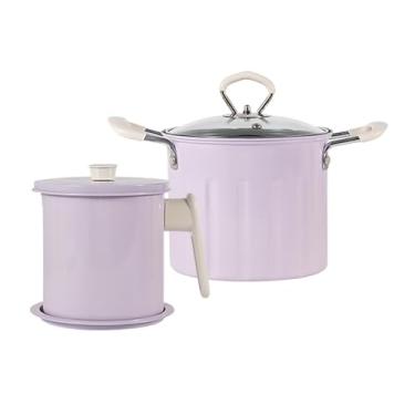 Imagem de Fenteer Conjunto de fritadeira Deep 3L Capacidade mais quente panela para chips de fervura de frango frito, Roxo
