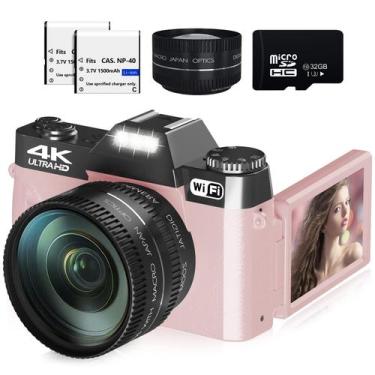 Imagem de Câmera digital WIKICO 4K 48MP Vlogging WiFi 16X Zoom rosa