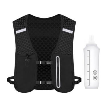 Imagem de YIJU Colete de corrida para mulheres e homens, bolsos para celular, mochila portátil para água, mochila de hidratação para trilha, corrida, ciclismo, Preto