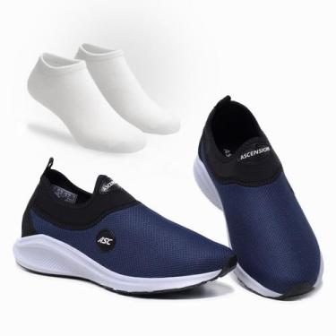 Imagem de Combo Tênis Ortopédico Unissex Ascension Com Meia Branca Conforto e Le