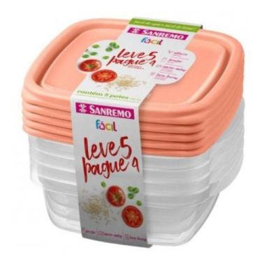 Imagem de Kit Potes Plástico Sanremo 530ml (leve 5 E Pague 4), Vermelho