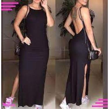 Imagem de Vestido longo aberto nas costas alça regata canelado - filo modas, Cin