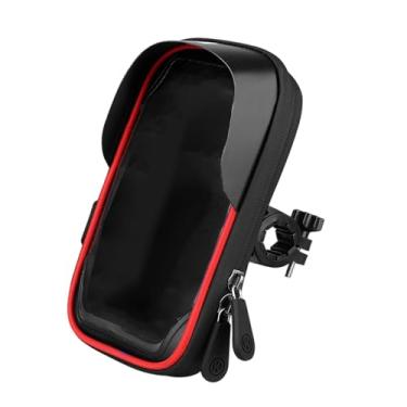 Imagem de kowaku Suporte para celular de bicicleta com capa de chuva, bolsa de guidão giratória 360°, suporte para celular de bicicleta para viagem, Vermelho E Preto