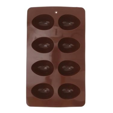 Imagem de Amosfun Molde de silicone para ovos de Páscoa 8 cavidades para chocolate e doces com manteiga de amendoim, doces, bolo de muffin, cupcake, gelatina, sabão, bomba de banho, sorvete de iogurte, cera de vela (café)