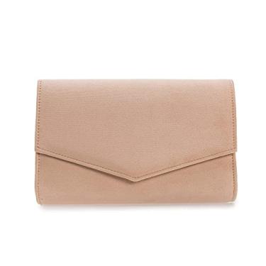 Imagem de IXEBELLA Bolsa feminina para noite elegante bolsa clutch de camurça sintética para casamento, Nude., X-Small
