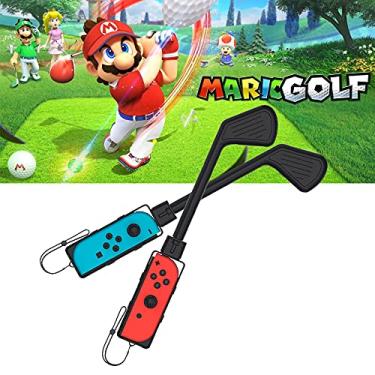 Imagem de Uxilep Golf Club for Mario Golf: Super Rush - for Nintendo Switch Joy-con Accessories,Mini Golf Clubs Hand Grip Accessories with Wrist Strap for Joy Cons - 2 Pack (Black)