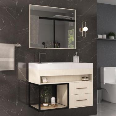 Imagem de Conjunto Gabinete para Banheiro com Espelheira New 80 - Belizze