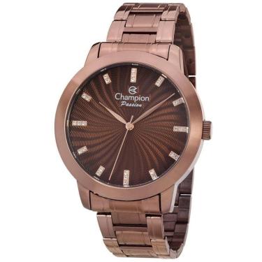 Imagem de Relogio Champion Feminino Chocolate Marron Grande Cn29276r