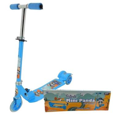 Imagem de Patinete Panda Infantil Dobrável Ajustável Azul Com 3 Rodas - Zippy To