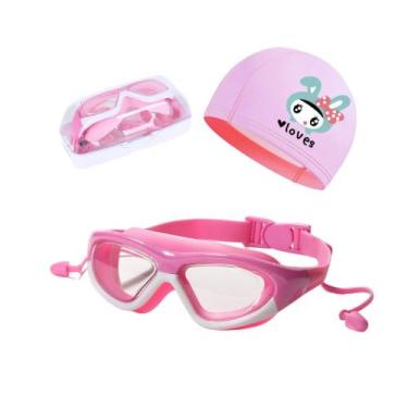 Imagem de Kit Óculos e Touca de Natação Infantil Hero Band Coleção Tibumm, Rosa 