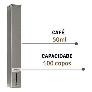 Imagem de Porta Copo Descartavel Suporte Cafe Inox Dispenser 50ml - CASINOX